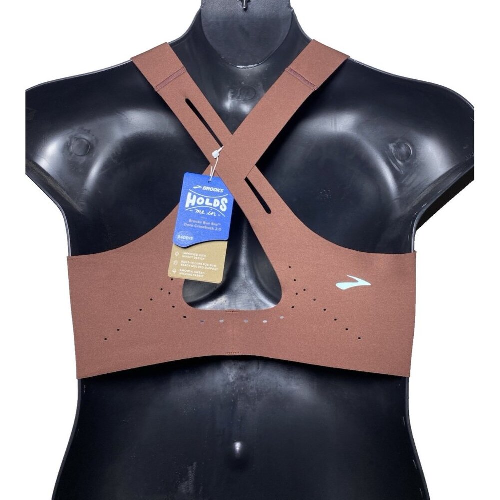 Brooks 30DD/E Dare Crossback 2.0 Sports Bra Run Raisin Copper Pullover Wicking - Picture 2 of 10
